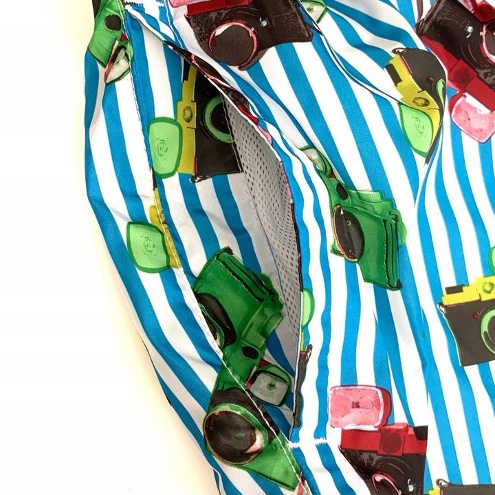 Calzedonia Coast Miami Retro Camera Striped Swim Shorts Trunks Size L — image 6 of 6